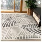 Area Rug Contemporary Modern Silver Grey Leaf Botanical Design Hand-Carved Soft Living Room- 3'8" x 5'6"