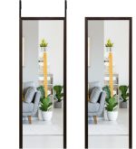 Door Mirror Full Length Hanging Adjustable Hook Metal In Black - Image 8