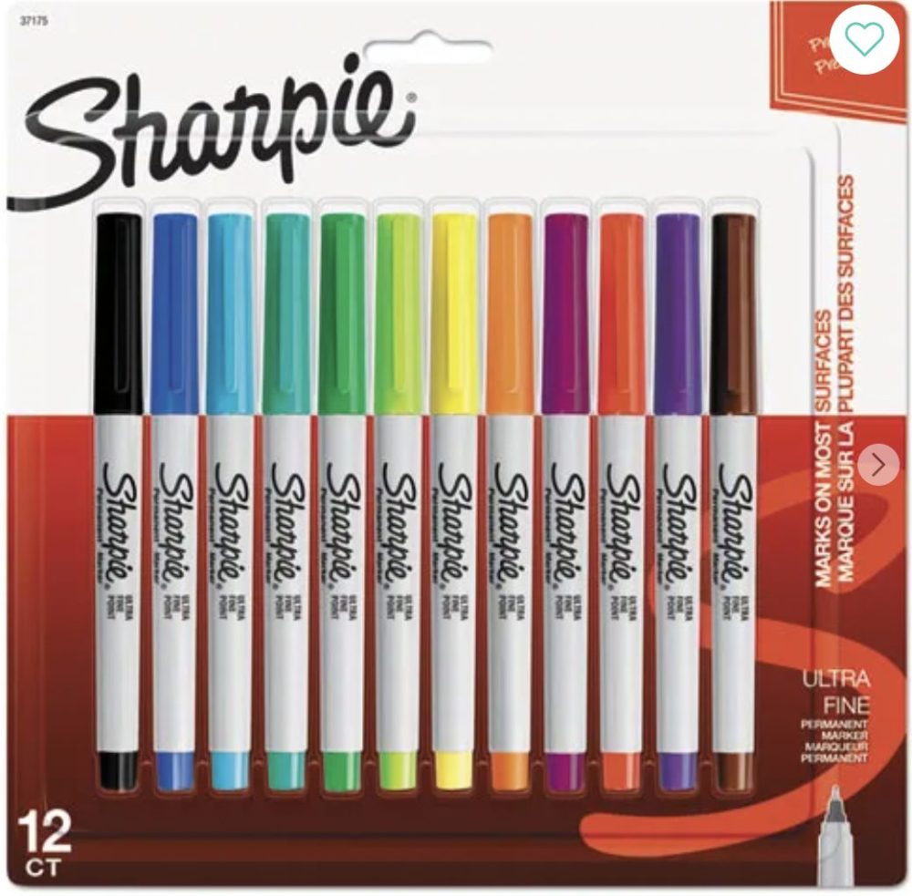 Permanent Markers Ultra Fine Tip Assorted Ink - Sharpie 12pk - Image 1