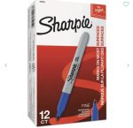 Permanent Markers Fine Bullet Tip Blue Ink – Sharpie 12pk