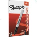Permanent Markers Fine Bullet Tip Black Ink  - Sharpie 12pk - Image 4