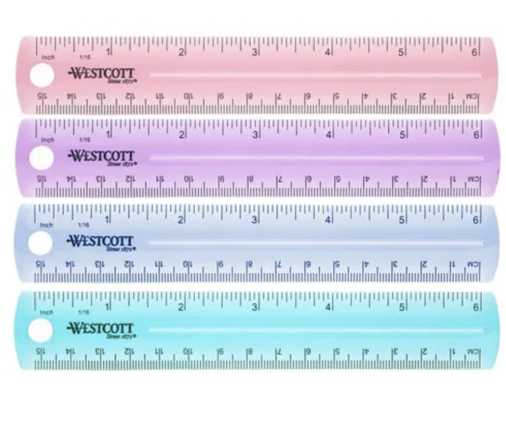 Rulers Plastic 6" Assorted Colors - Westcott 6pk - Image 1