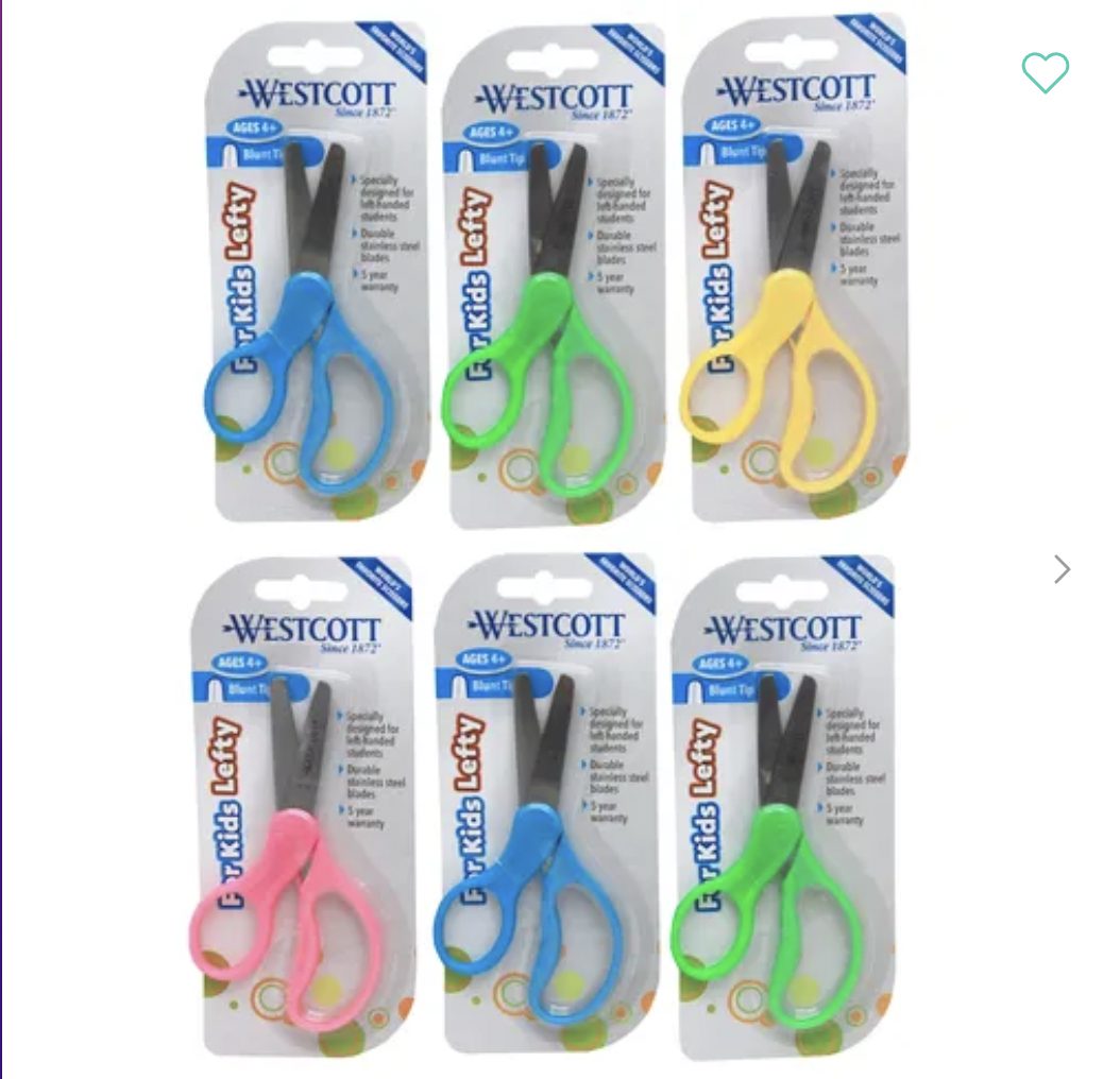 Screen Shot 2022-08-10 at 6.29.25 PM Scissors Kids 5" Left-Handed - Westcott 6pk - Image 1