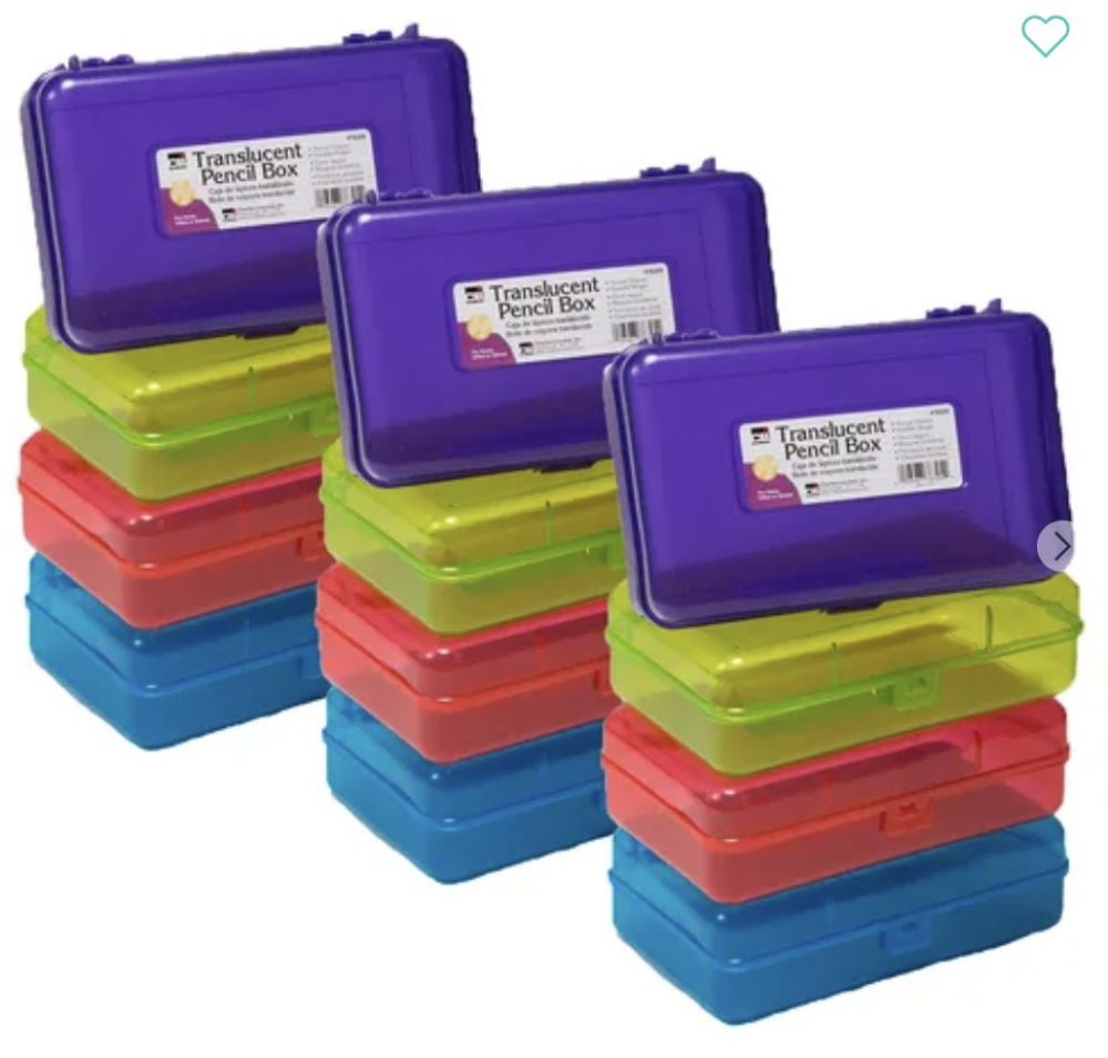 Pencil Box Assorted Colors Translucent 12pk - Image 1