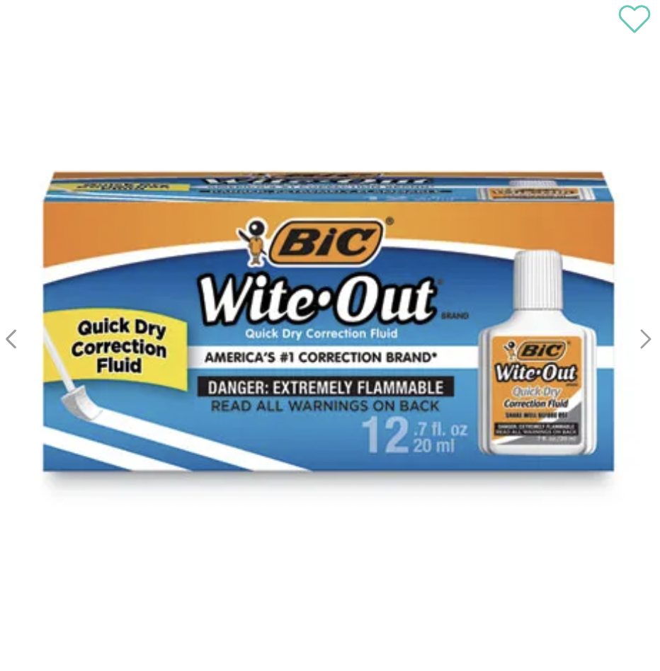 Screen Shot 2022-08-12 at 6.59.01 PM White-Out Quick Dry Correction Fluid - BIC Wite-Out 12pk - Image 1