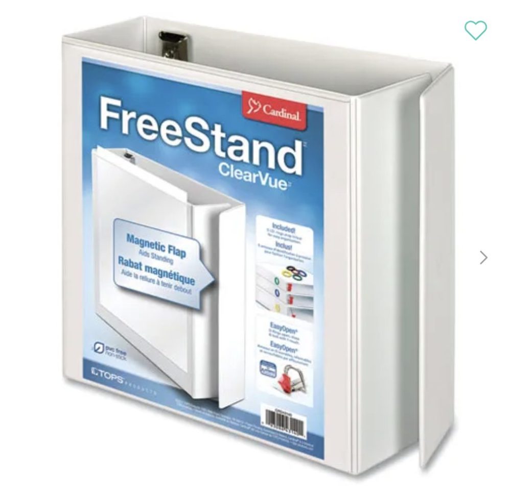 Binder 3 Ring 4" Capacity 8.5 X 11 Freestand Easy Open Locking Slant D Ring - Cardinal White - Image 1
