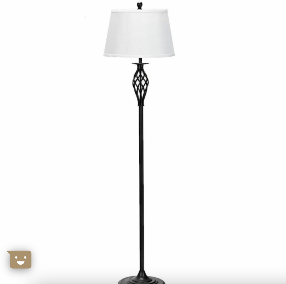 Lamp Set 2 Table Lamps & 1 Floor Lamp Fabric Shades Twisted Iron Design - Image 7