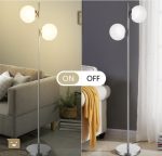 Floor Lamp LED Dual Headed 2 Light Bulbs and Foot Switch 65 Inch In Silver - Image 4