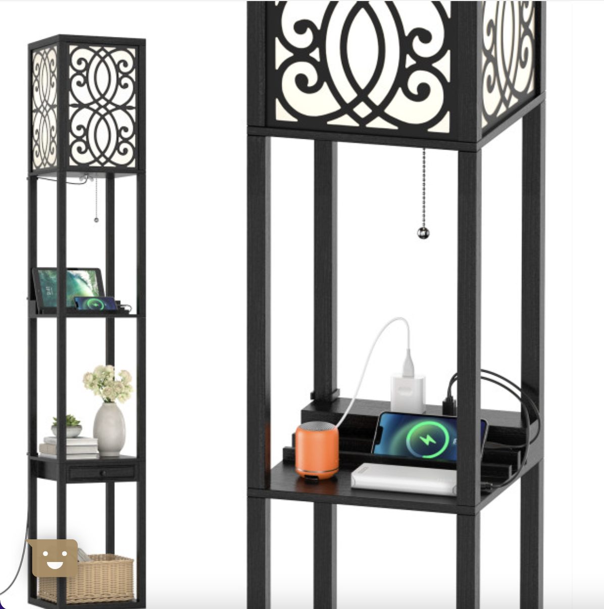 Screen Shot 2022-08-17 at 10.21.45 PM Shelf Lamp Vertical Modern Standing 1 Power Outlet 2 USB Ports - Image 1