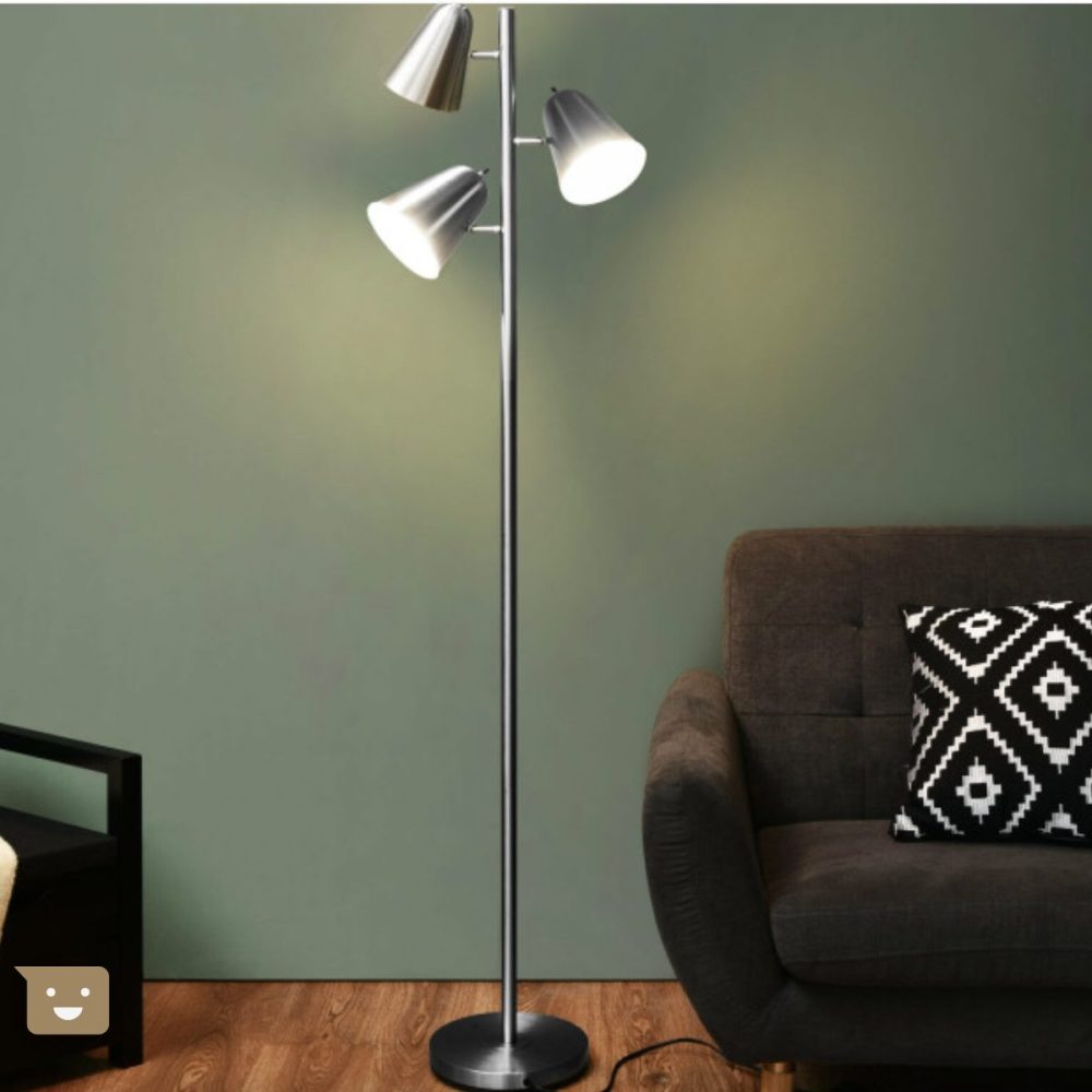 Floor Lamp 64 Inch 3-Light LED Reading Light for Living Room Bedroom In Silver - Image 11