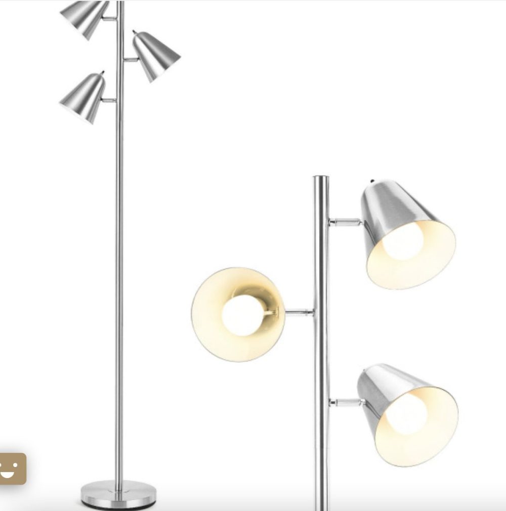 Floor Lamp 64 Inch 3-Light LED Reading Light for Living Room Bedroom In Silver - Image 8