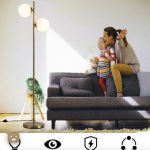 Floor Lamp LED Dual Headed 2 Light Bulbs and Foot Switch 65 Inch In Silver - Image 3