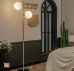 Floor Lamp LED Dual Headed 2 Light Bulbs and Foot Switch 65 Inch In Silver - Image 2