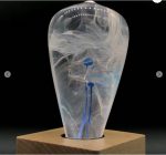 Table Lamp Blue Drop EP LIGHT Bulb With Wood Base - Image 2
