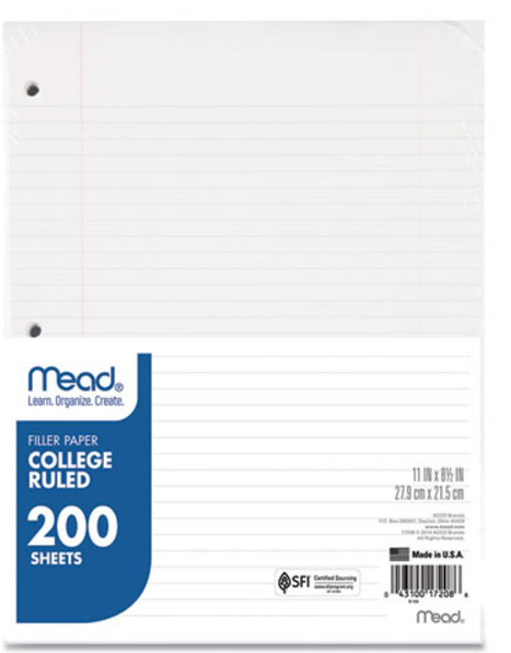 Screenshot (1259) Filler Paper College Rule 8.5 X 11 - Mead 200 Sheet Count - Image 1