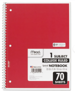 Spiral Notebook College Rule 7.5 X 10.5 Assorted Cover Colors - Mead 70 Sheets Count 5pk - Image 4