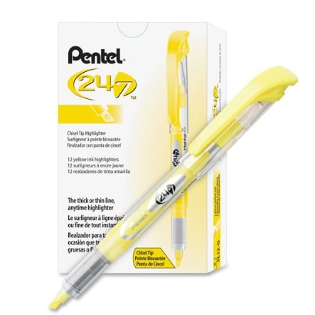 Screenshot 2022-08-05 4.21.06 PM Highlighters Chisel Tip - Pentel 24/7 Yellow Ink 12pk - Image 1