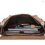 Canvas Crossbody Messenger Bag With Dual Front Pockets In Black - Image 4