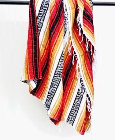 Screenshot 2022-08-21 12.35.19 PM Throw Blanket Mexican Serape Hey Sailor Red Multi-Color Design - Image 1