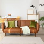 Futon Sofa Bed Adjustable Sleeper Couch Leather Cushions In Brown