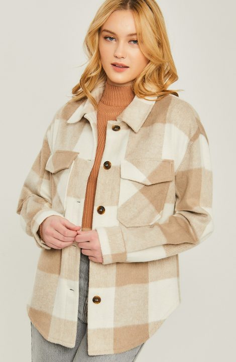 Screenshot (1812) Flannel Jacket Woven Yarn In Khaki - Image 1