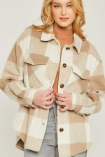 Flannel Jacket Woven Yarn In Khaki - Image 3