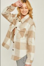 Flannel Jacket Woven Yarn In Khaki - Image 4