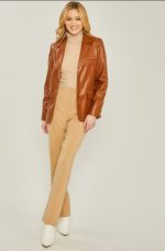 Blazer Synthetic Leather Woven Solid In Brown - Image 2