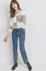 Sweater Loose-Fitting Round Neck In Mocha Multi Color Block - Image 2