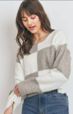Sweater Loose-Fitting Round Neck In Mocha Multi Color Block - Image 3