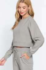 Basic Sweatshirt Crew Neck In Oyster Sage - Image 2