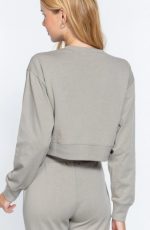 Basic Sweatshirt Crew Neck In Oyster Sage - Image 3