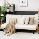 Futon Sofa Bed Convertible Leather Sleeper Couch In White