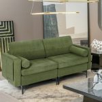 Sectional Sofa Modular 2-Seater Army Green Suede
