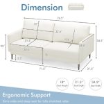 Sofa Couch Fabric Loveseat With Metal Legs In White - Image 3