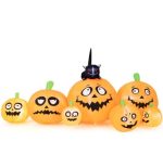 Halloween Inflatable Yard Decoration 8ft Pumpkins & Cat With LED Lights - Image 2