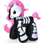 Halloween Inflatable Yard Decoration 5.5ft Skeleton Unicorn With LED Lights - Image 2