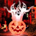 Halloween Inflatable Yard Decoration 6ft Triple Ghost In Pumpkin With LED Lights