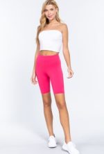 Short Leggings Cotton Jersey In Bubble Gum Pink - Image 2