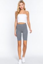 Short Leggings Cotton Jersey In Heather Grey - Image 2