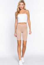 Short Leggings Cotton Jersey In Khaki - Image 2