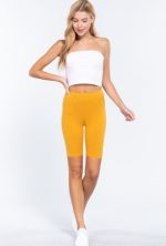 Short Leggings Cotton Jersey In Mustard - Image 2