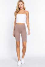 Short Leggings Cotton Jersey In Oyster Khaki - Image 2