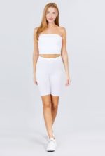 Short Leggings Cotton Jersey In White - Image 2