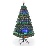 Multicolor Artificial Christmas Tree Natural With LED Light and Metal Stand