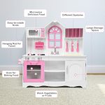 Wooden Kitchen Playset With Pink Window & Accessories - Image 3