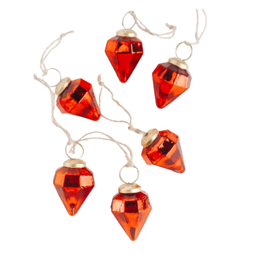 hand blown glass ornaments 2" red jewels Glass Ornaments 2" Red Jewels 6pk - Image 1