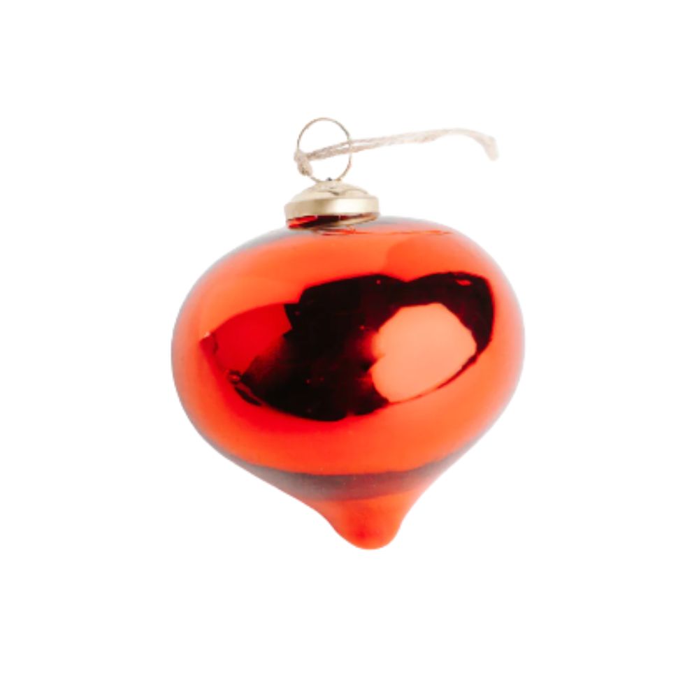 Glass Bulb Ornaments 4" Red Hand Crafted Glass Ornaments 4" Red Jewels 6pk - Image 1