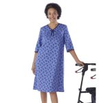 Hospital & Home Care Gown Women's Assisted Dressing No Peek Open Back Small Scroll Design - Image 5