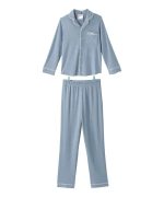 Women's Open Back Top & Pull-On Pant Waffle Knit Pajama Set Steel Blue